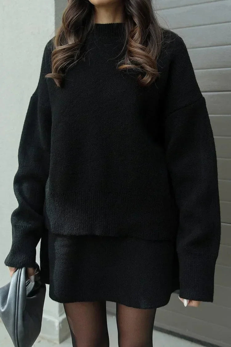 WW | Knit Two-Piece - Oversized Sweater & Mini Skirt - Autumn Outfit