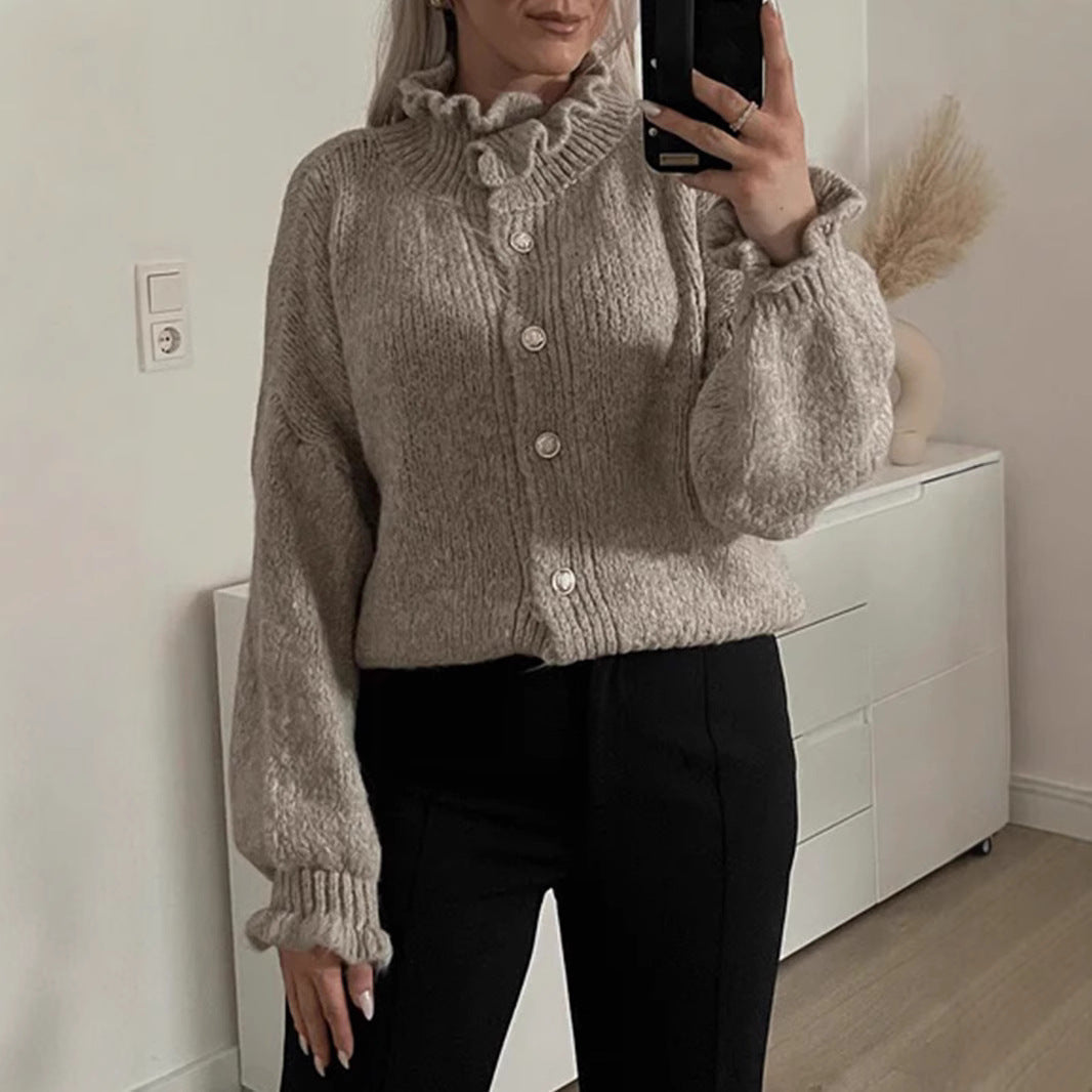 WW | Chic women's cardigan with buttons and stylish collar