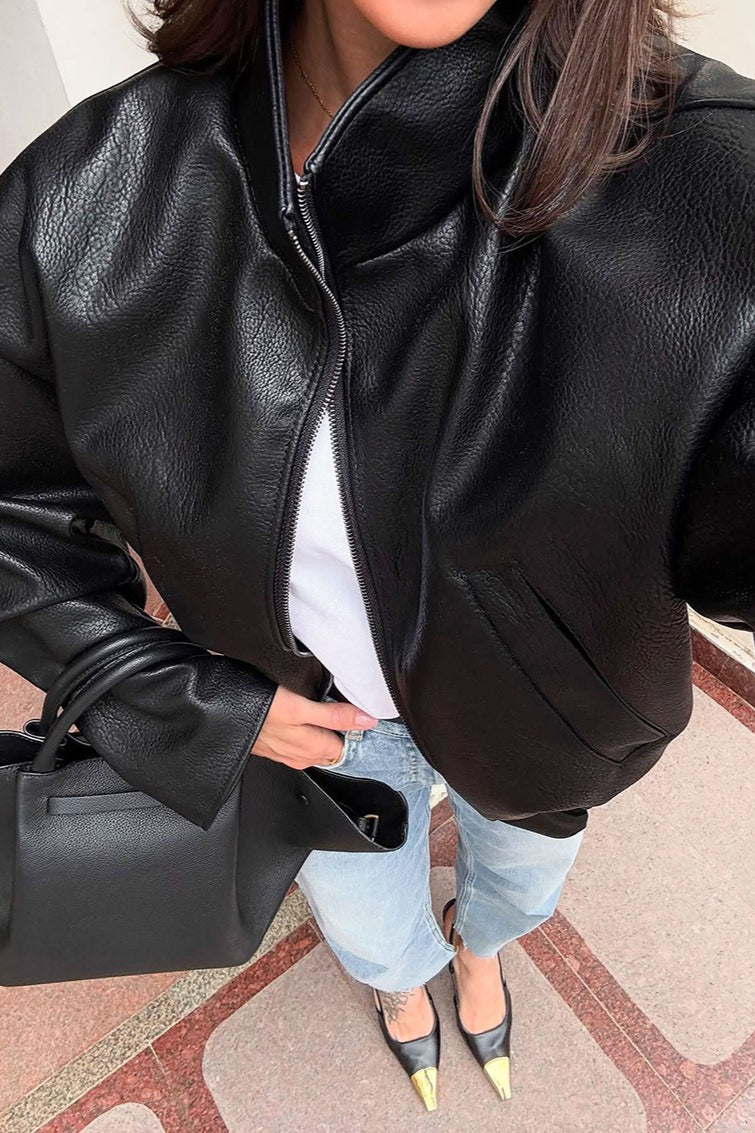 WW | Black PU Leather Jacket