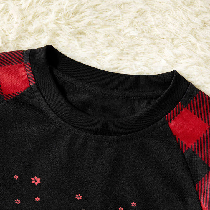 WW | Red and Black Plaid Christmas Pajama Set with Christmas Lights and "2025 Family Christmas" Text Print
