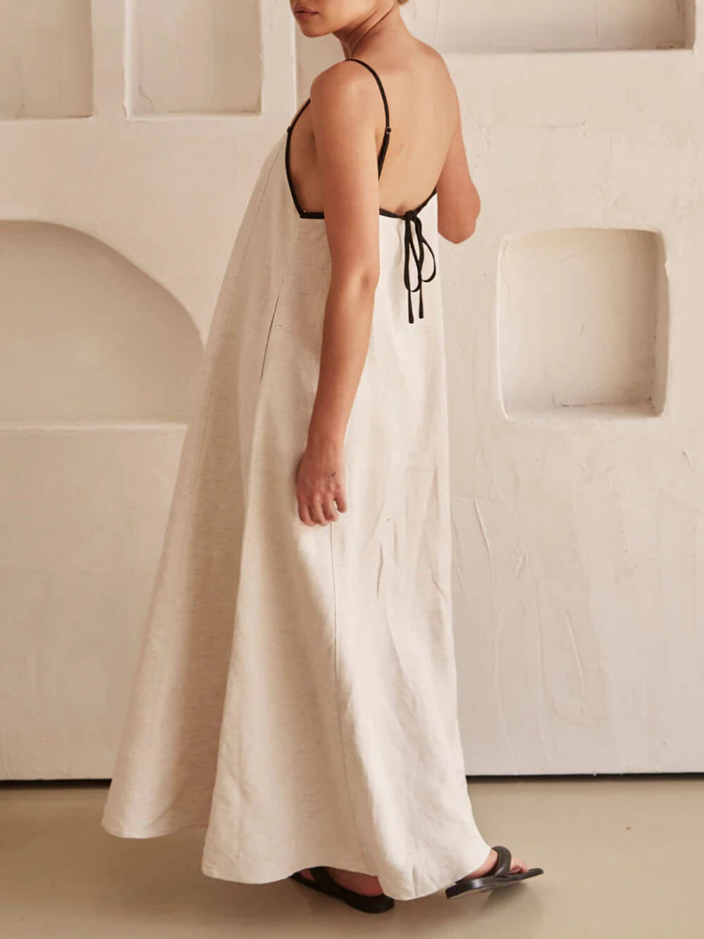 Summer A-line dress with contrasting straps