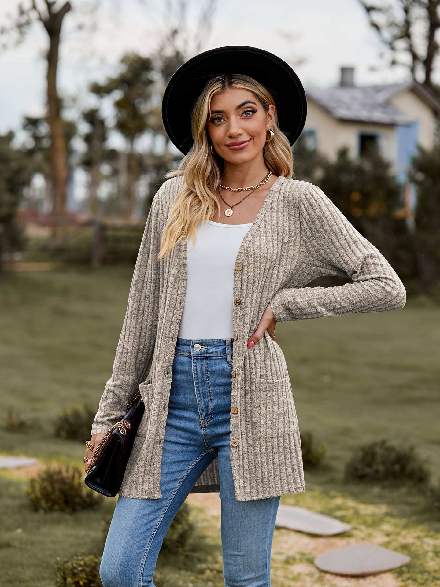 WW | Warm Ribbed Cotton Knitted Cardigan for Women - Perfect for Casual Days