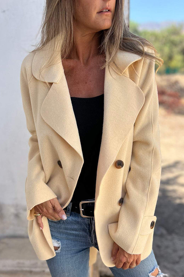 WW | Farbe Revers Langarm Knopf Freizeitjacke