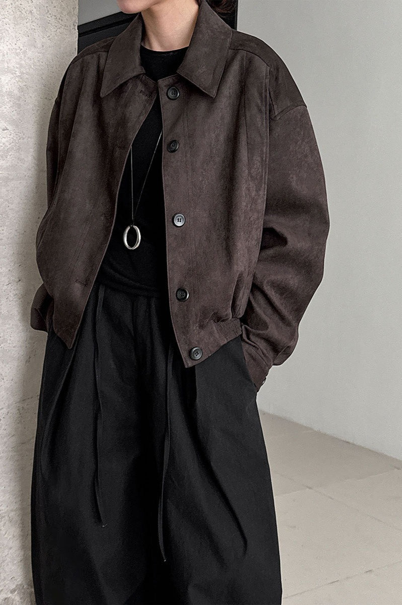 WW | Suede Lapel Collar Jacket