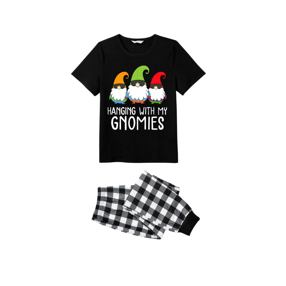 WW | Paar Kurzarm-Pyjamas mit Aufdruck "Hängend mit meinen Gnome"