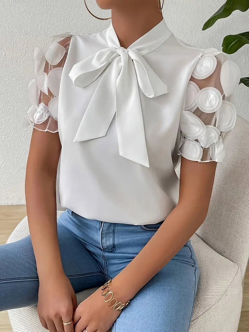 WW | Blouse with sheer puff sleeves