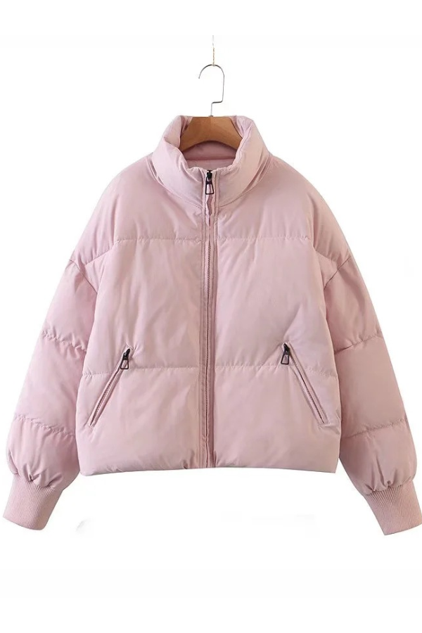 WW | Collar Zipper Pocket Thick Warm Cotton Jacket