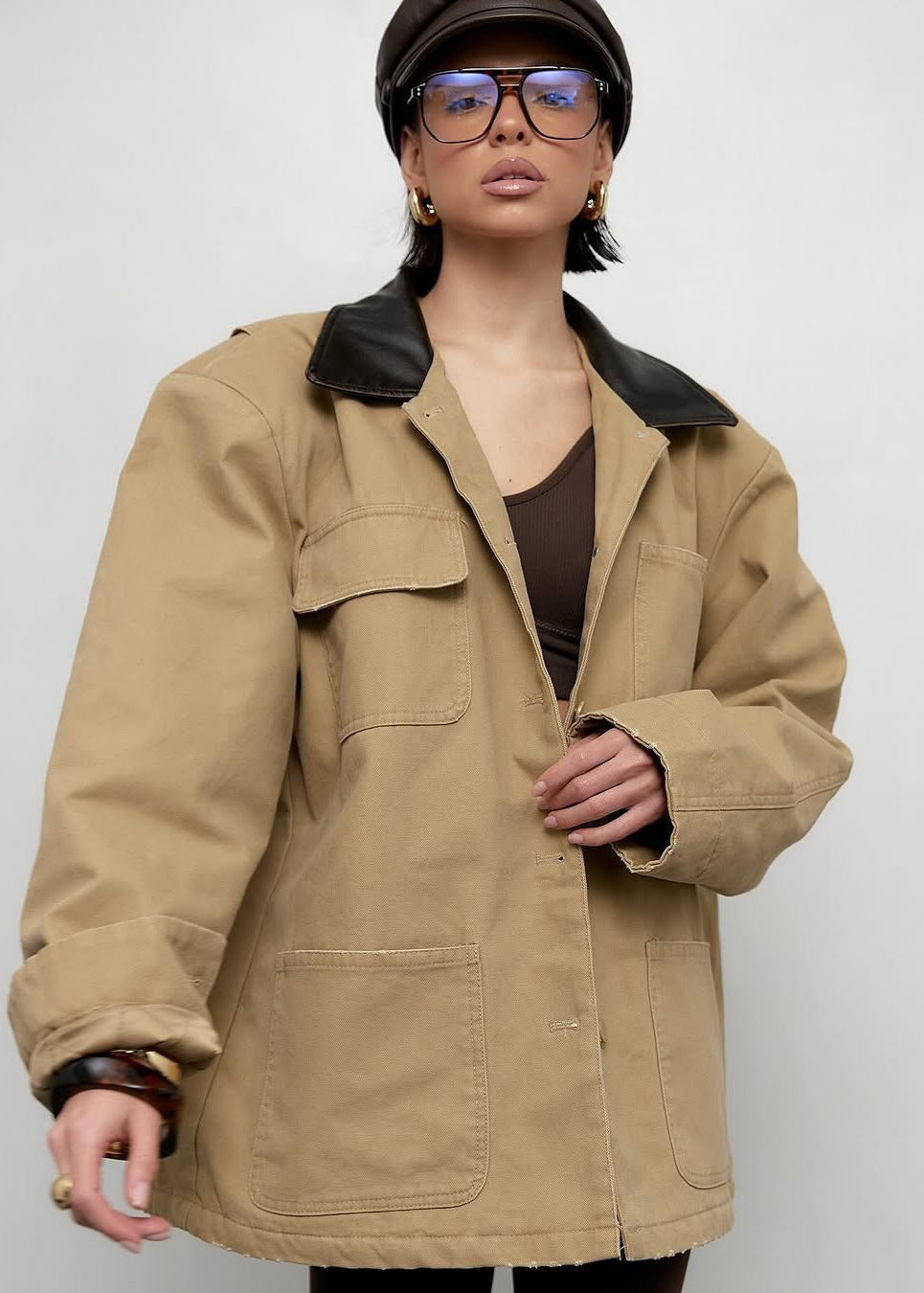 WW | Terrain - Canvas Utility Jacke mit Kunstlederkragen