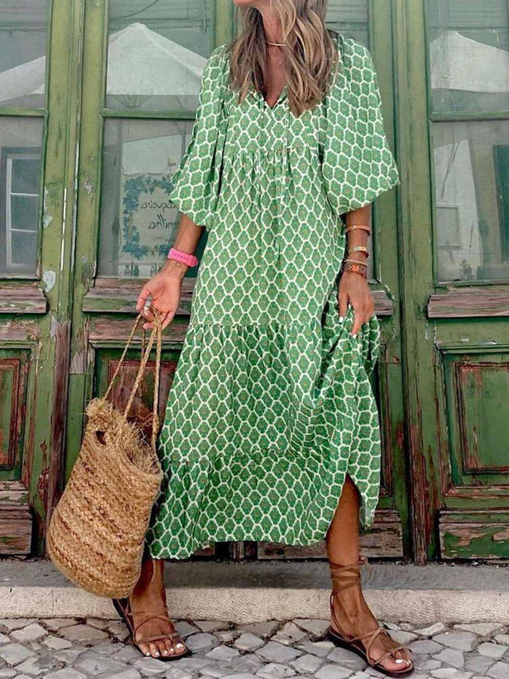 Ingrid - Relaxed maxi dress with puff sleeves