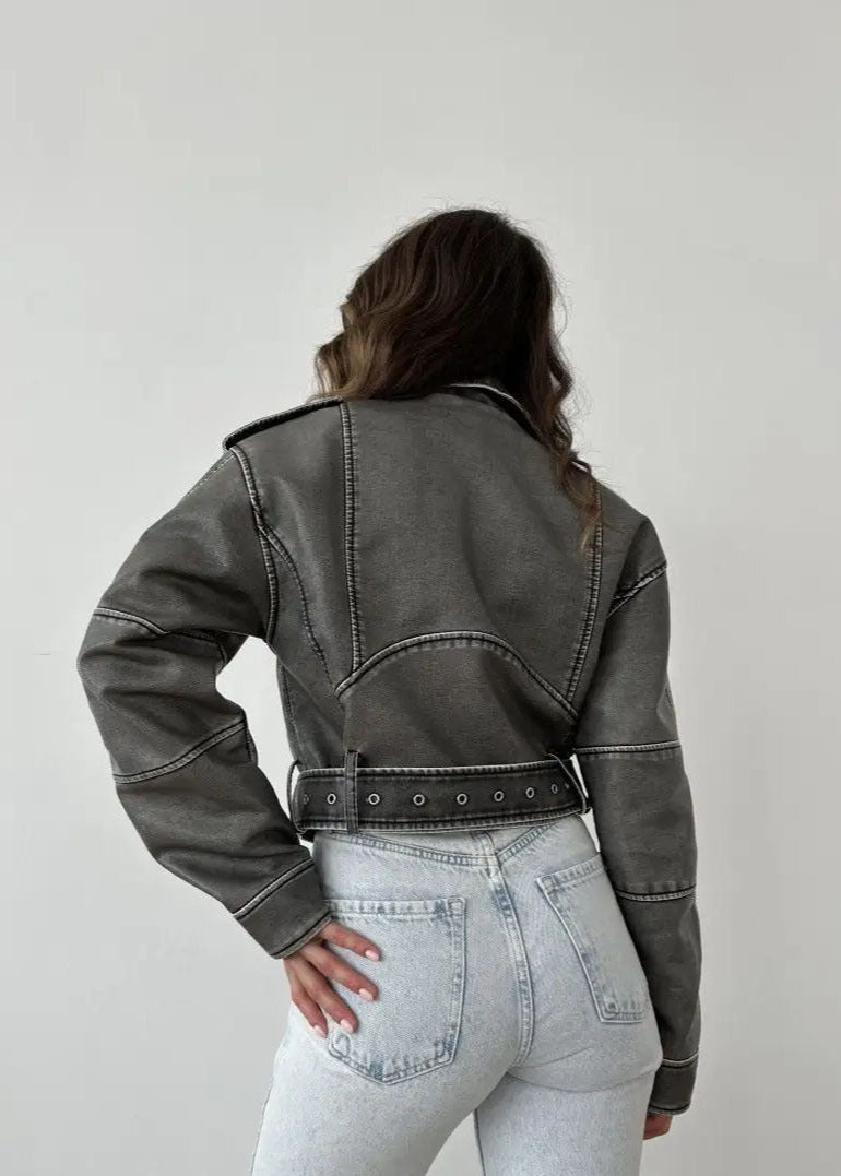 WW | Kunstleder-Motorradjacke – Vintage Biker-Style
