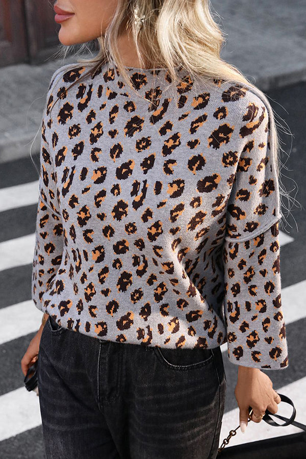 WW | Gemütlicher Strickpullover mit Leo-Muster und lockerem Rollkragen