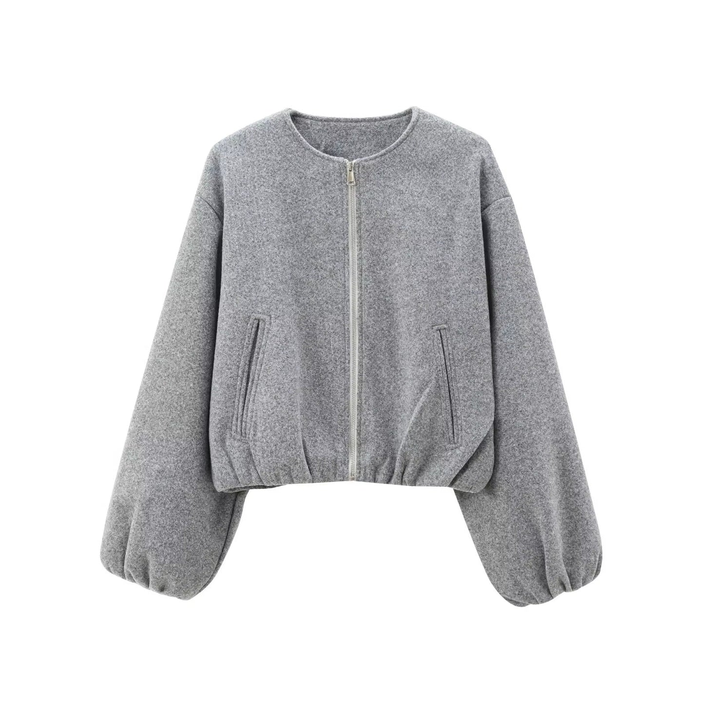 WW | Zipper soft short women's bomber jacket