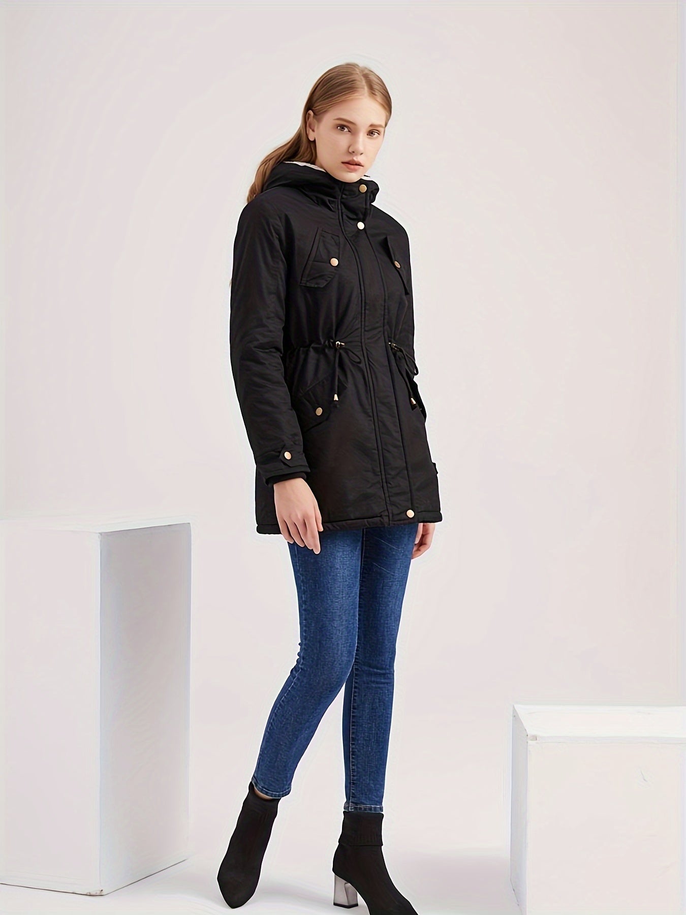 WW | halblange warme Fleece-Winterjacke für Damen - Perfekt für WW | Tage