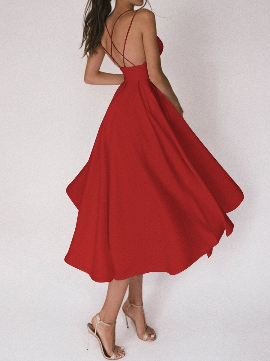WW | Elegantes Midi-Kleid mit Trägern für Damen