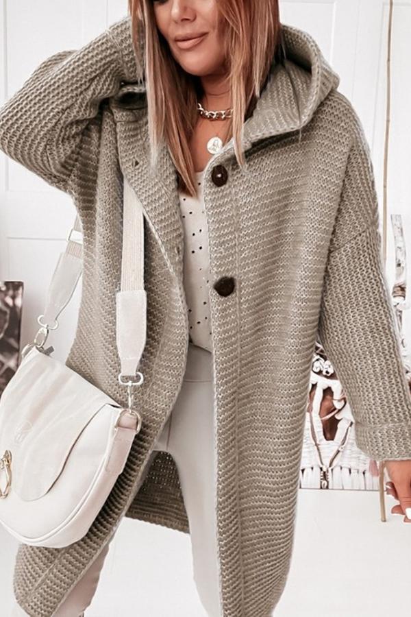 WW | Strickjacke mit Knopfverschluss und Kapuze