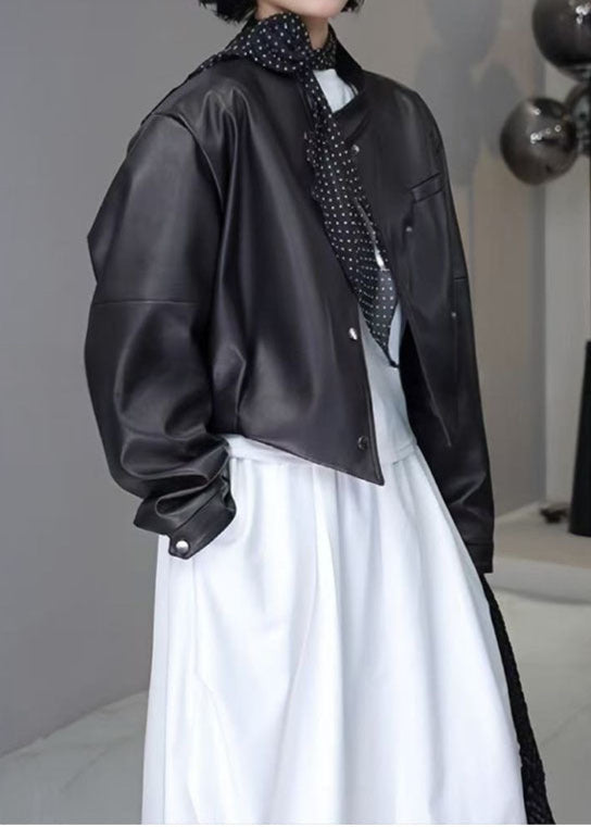 WW | Muse - Cropped Faux Leather Snap Jacket
