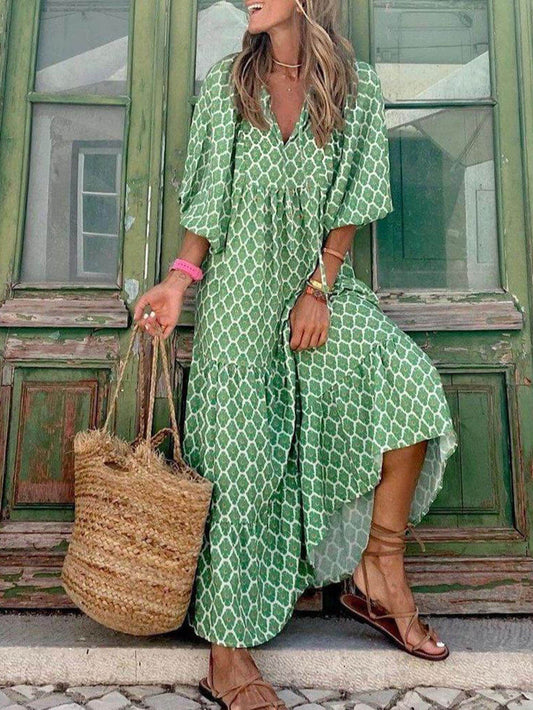 Ingrid - Relaxed maxi dress with puff sleeves
