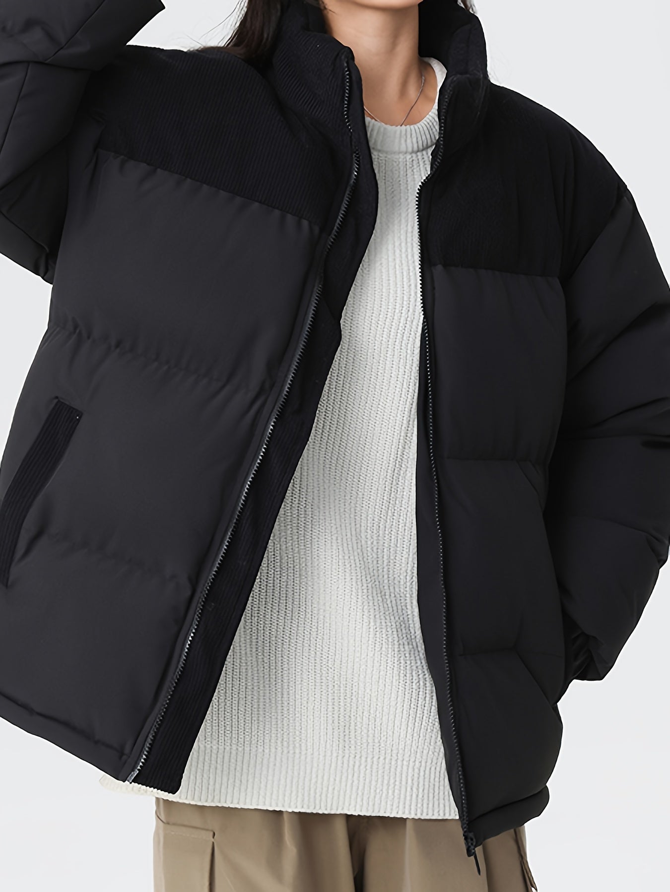 WW | Trendy Color Block Puffer Winter Jacket for Men - Perfect for Outdoor Activities