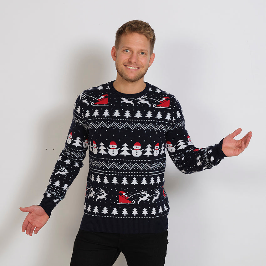WW | Der stilvolle Weihnachtspullover Navy - Herren
