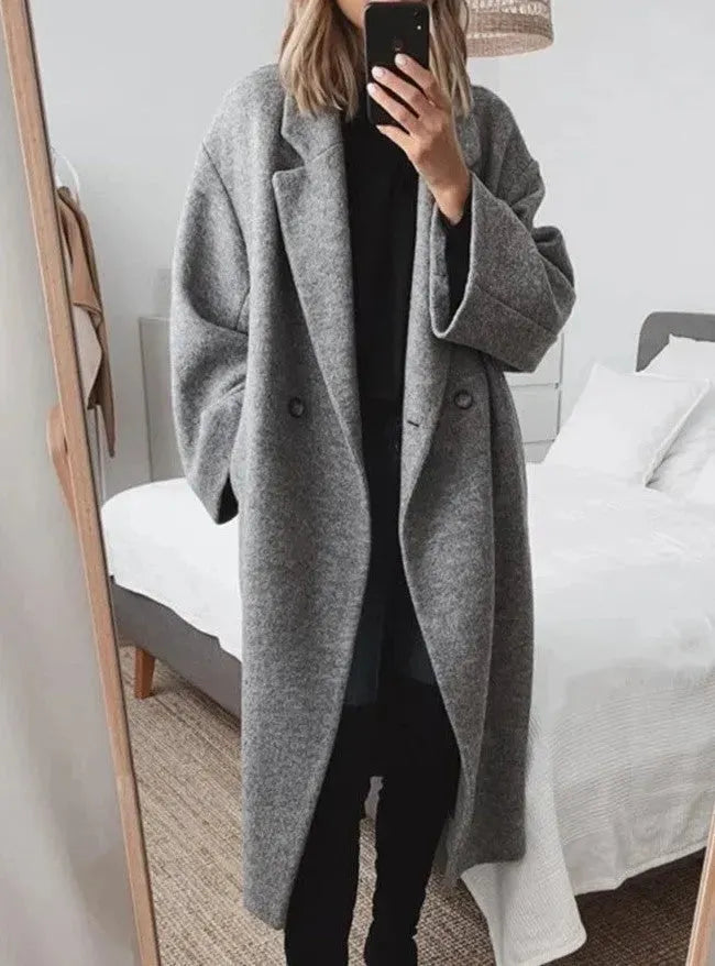 WW | Oversize Damen-Kaschmir-Mantel Mit Reverskragen
