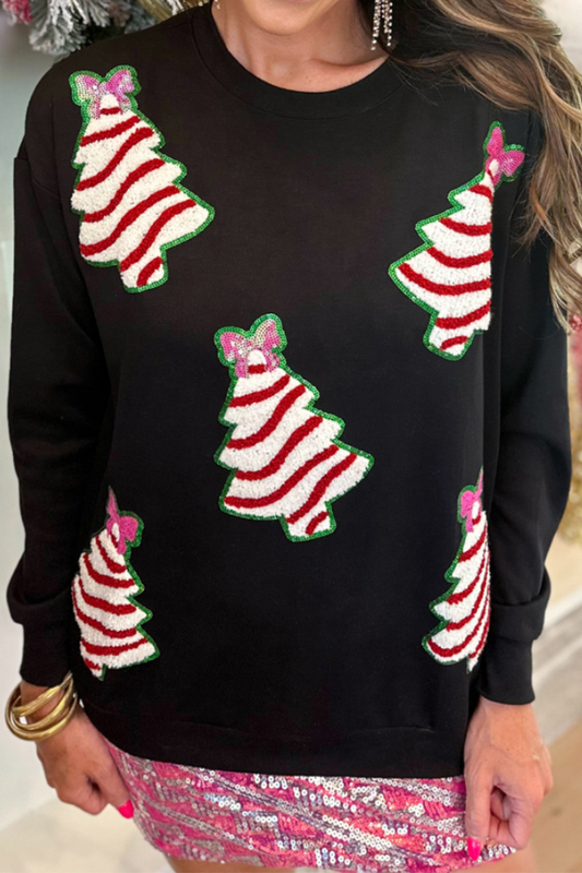WW | Casual Weihnachtsbaum Pailletten O-Hals Sweats