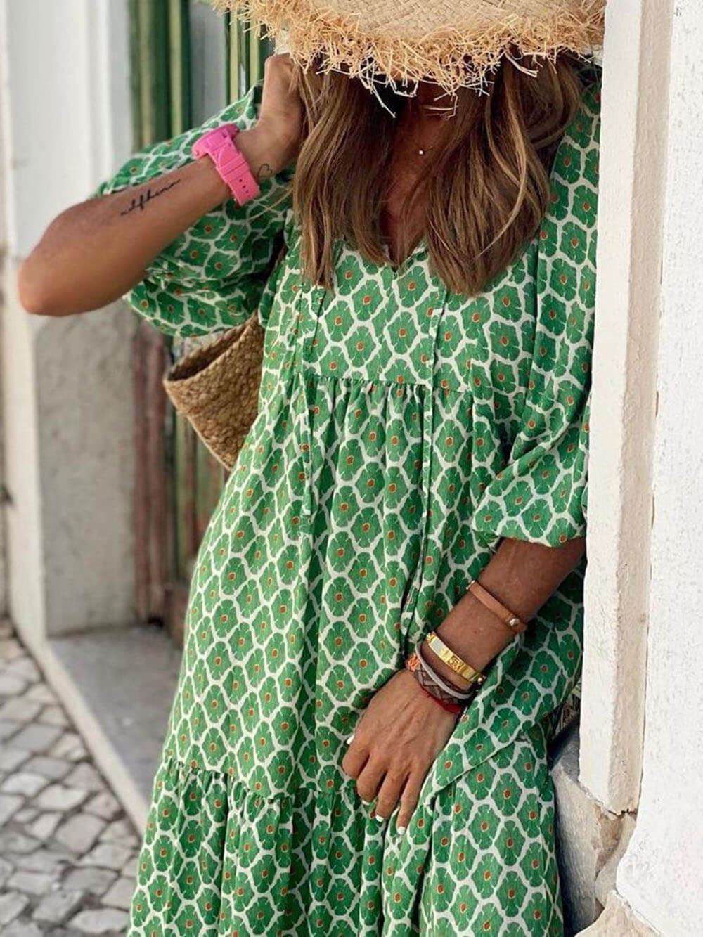 Ingrid - Relaxed maxi dress with puff sleeves