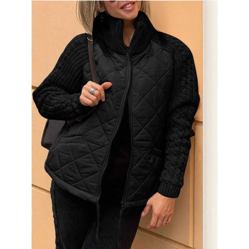 WW | Cozy quilted jacket with knit sleeves for women