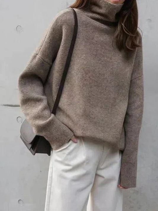 WW | Lässiger Strickjacke Rollkragenpullover für Damen