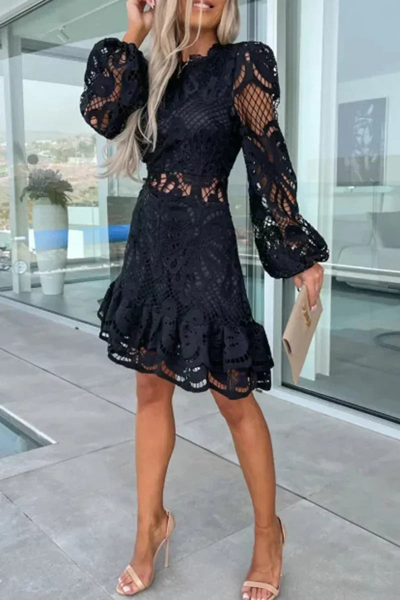 Aria - Elegant Lace Dress with Cut-Out Design
