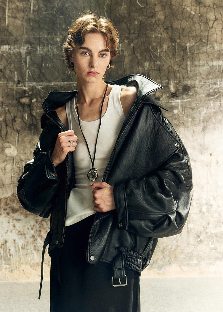 WW | Leder Bikerjacke – Vintage-inspiriertes Statement