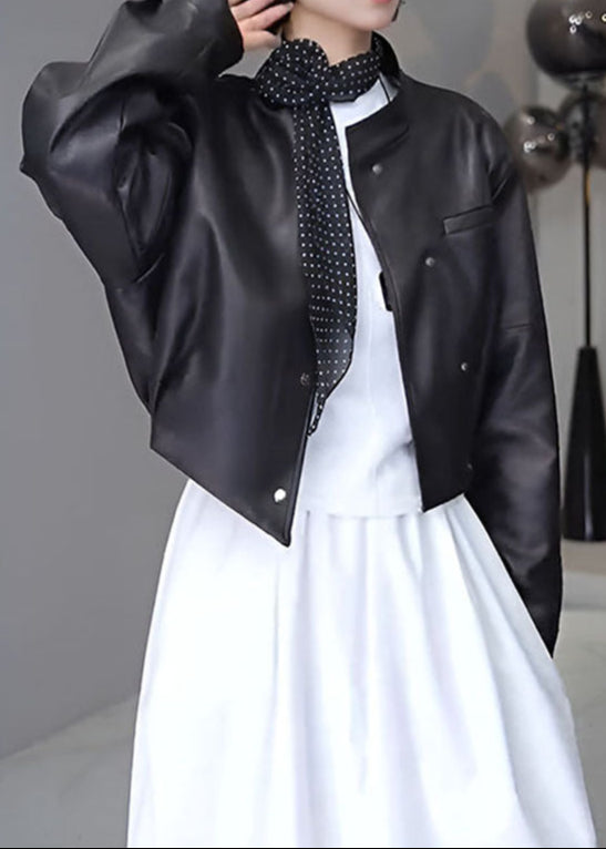 WW | Muse - Cropped Faux Leather Snap Jacket