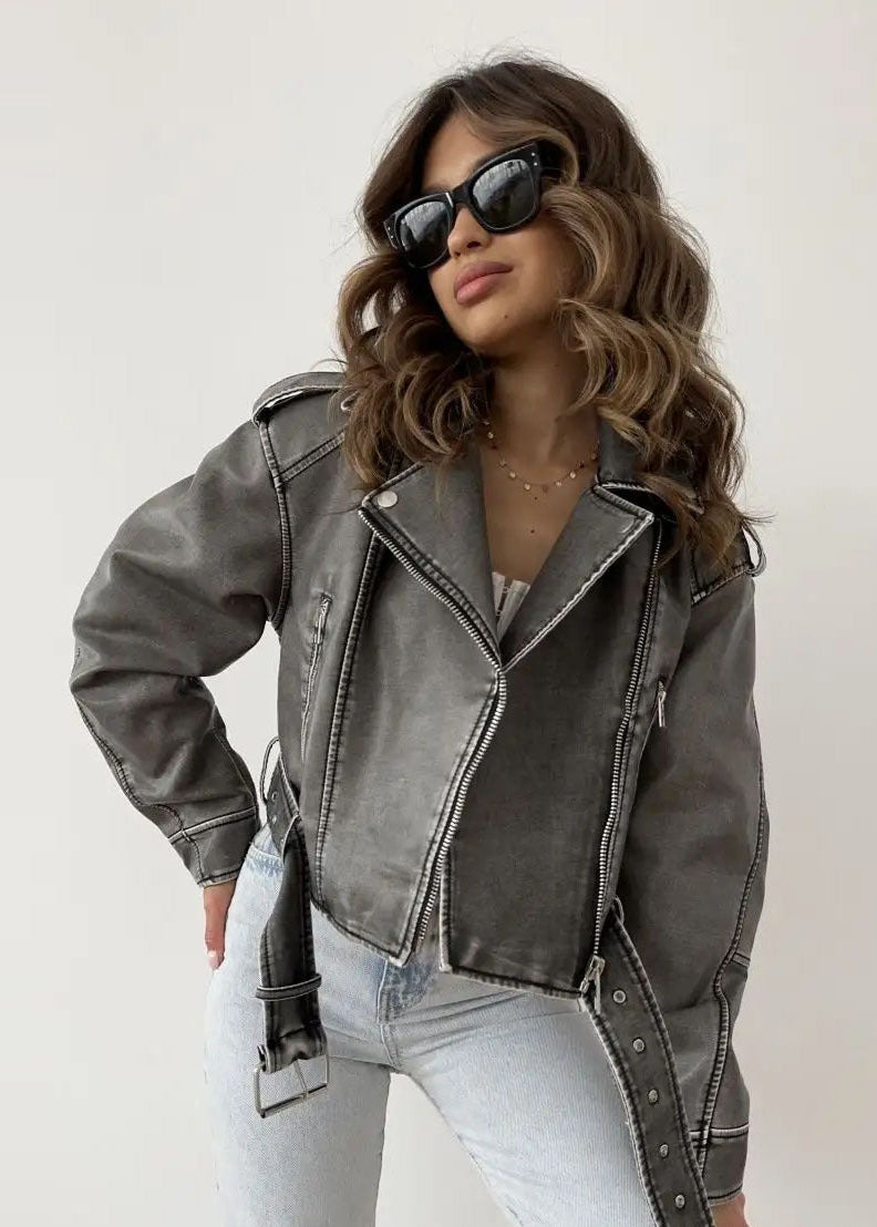 WW | Kunstleder-Motorradjacke – Vintage Biker-Style