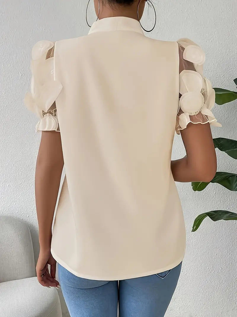WW | Blouse with sheer puff sleeves