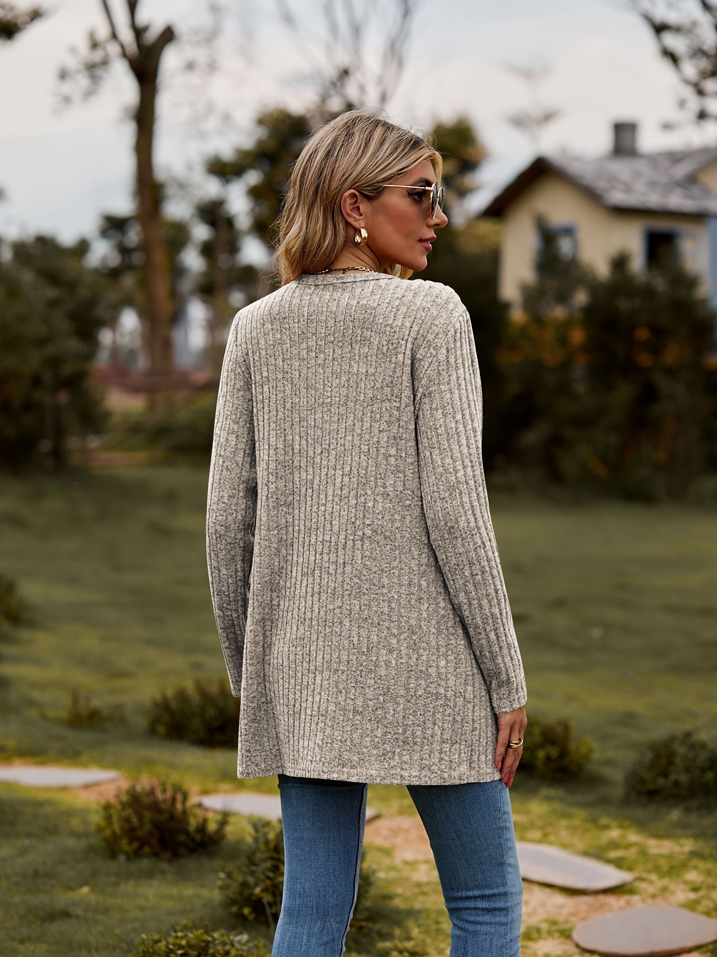 WW | Warm Ribbed Cotton Knitted Cardigan for Women - Perfect for Casual Days