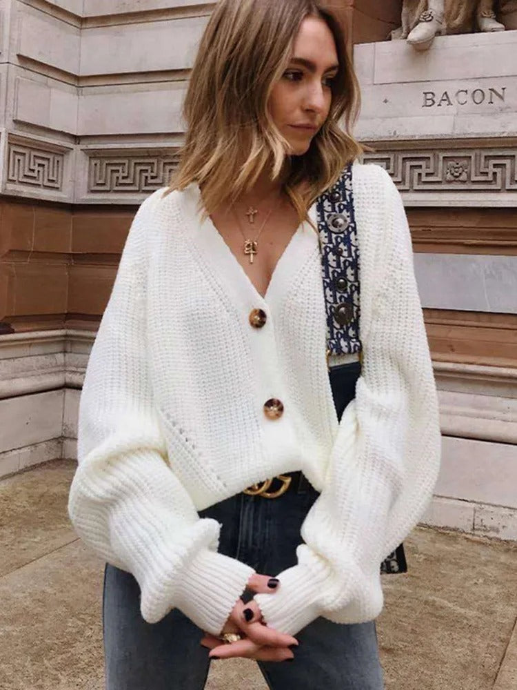 WW | Women's cardigan with puff sleeves