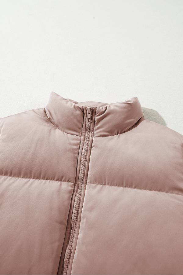 WW | Rosa Volle Reißverschluss Gesteppt Pufferjacke