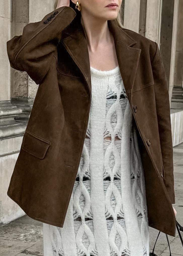 WW | Samt Wildlederjacke mit Retro-Revers