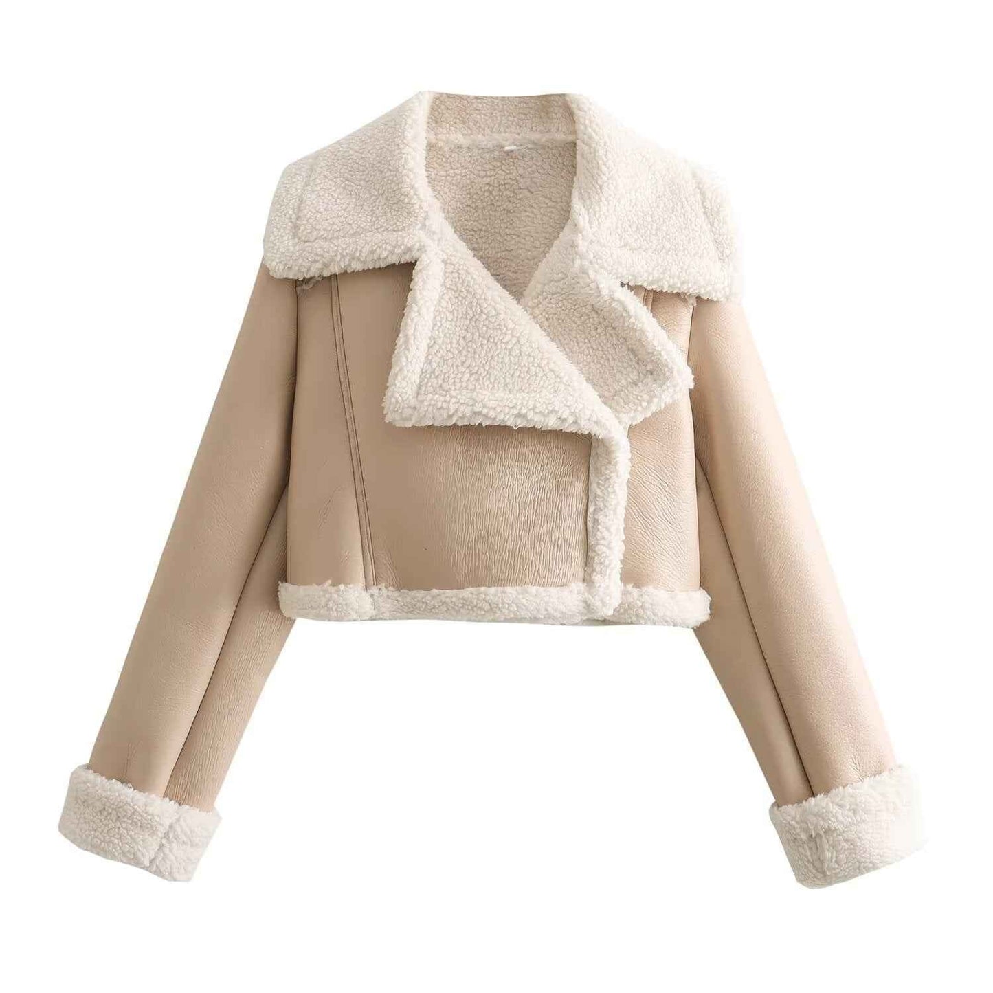WW | Stylish women's short jacket with warm teddy lining