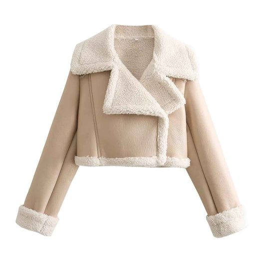 WW | Stylish women's short jacket with warm teddy lining