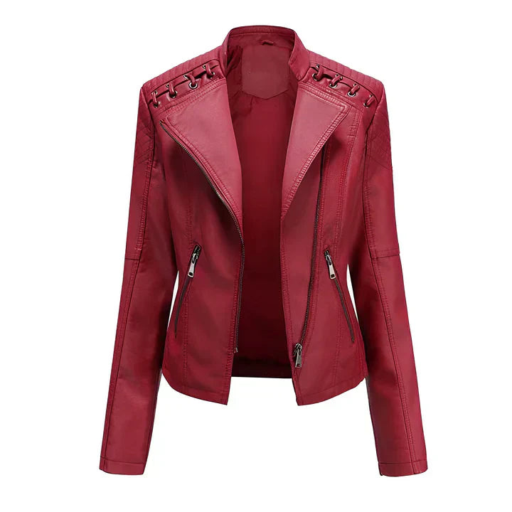 WW | PU leather jacket with zip closure