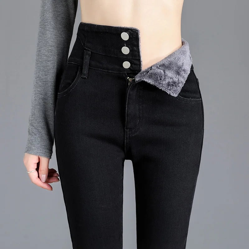 WW | Stylische High-Waist-Jeans mit Fleecefutter