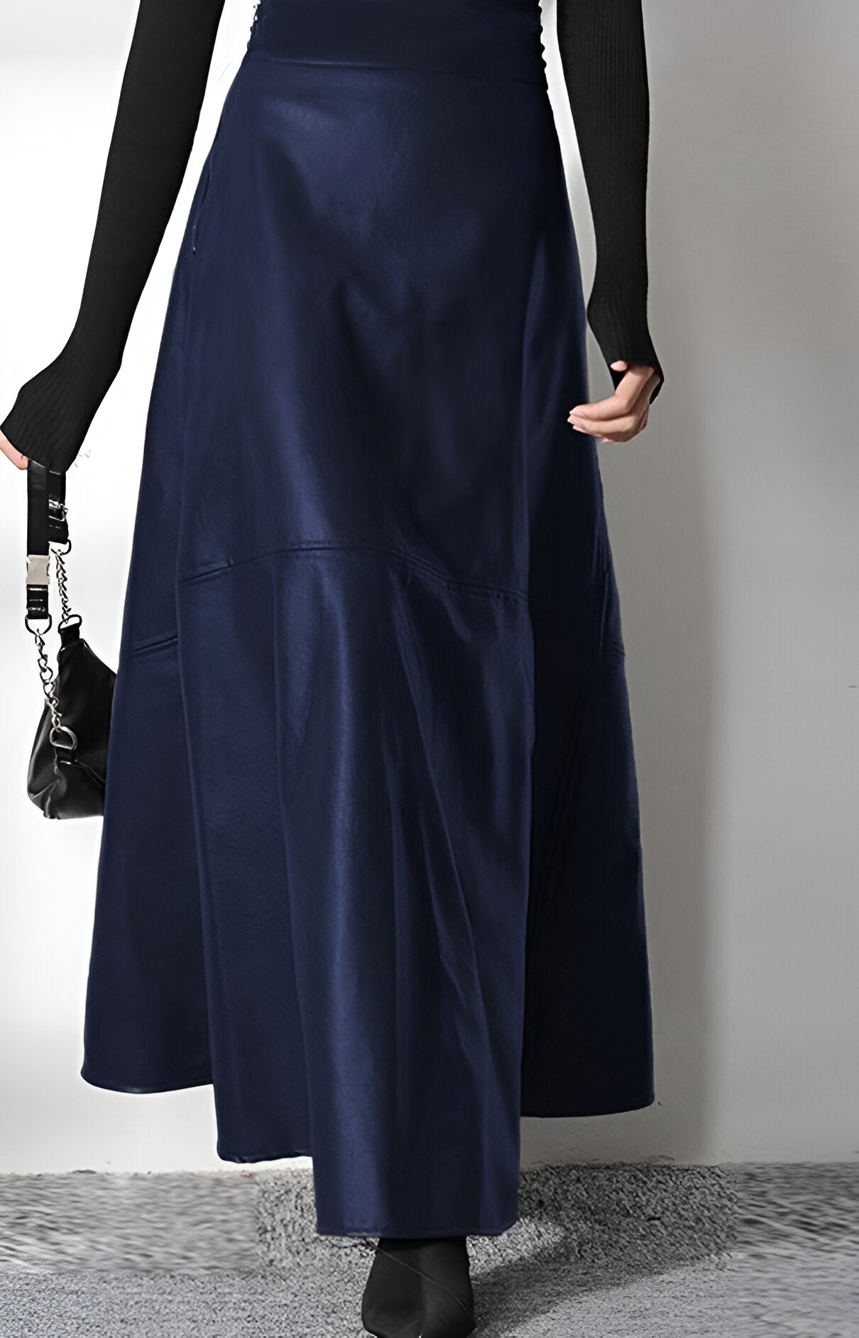 WW | Eleganter PU-Leder Maxi-Rock