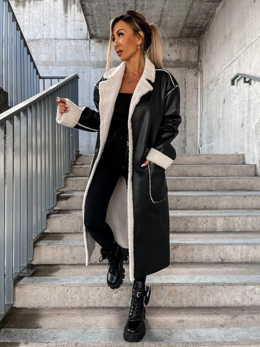 WW | Tone Faux Leather Trench Coat - Statement Outerwear - Belted Design - Modern Chic