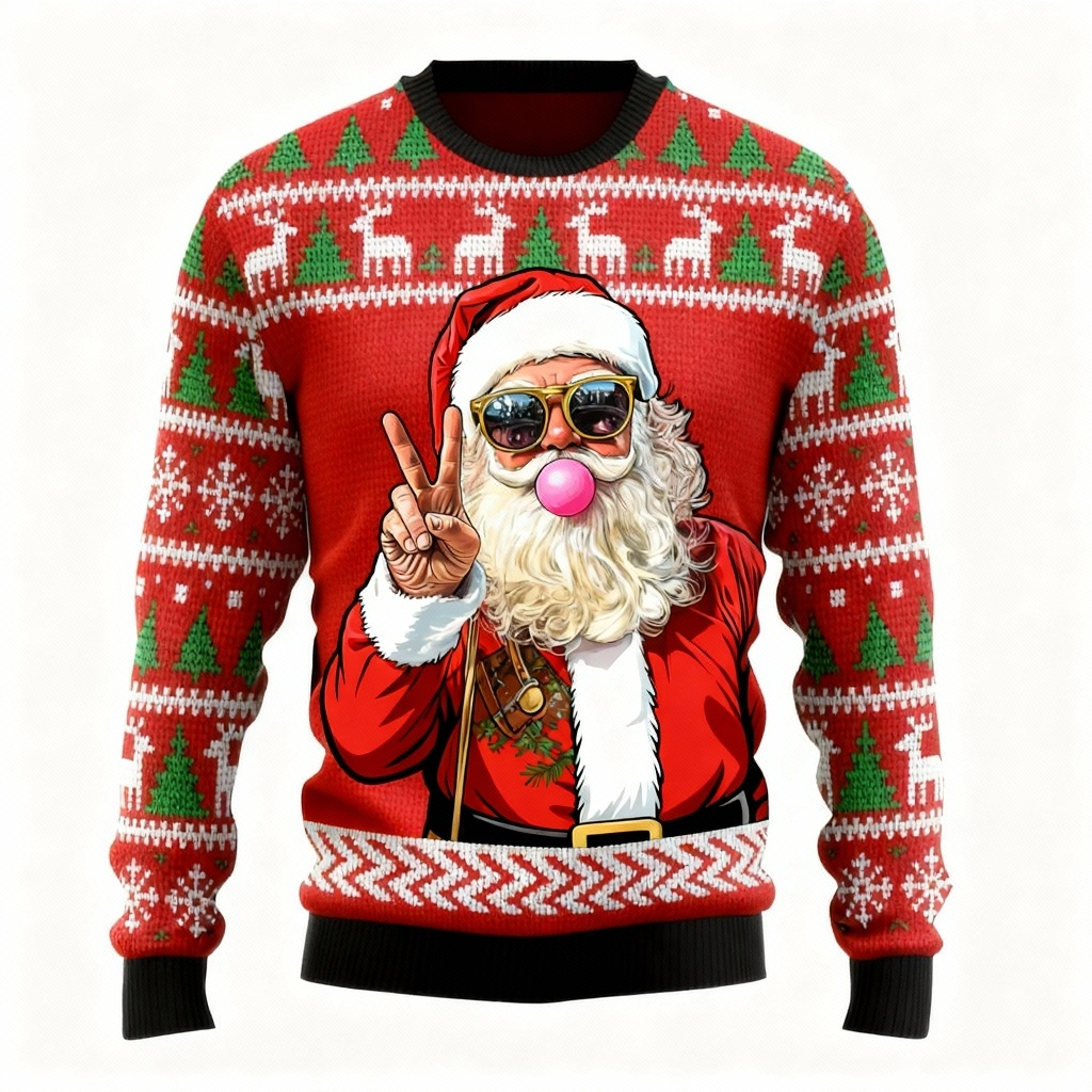 WW | Santa Pattern Design Sweater - Ugly & Cozy Unisex Sweater