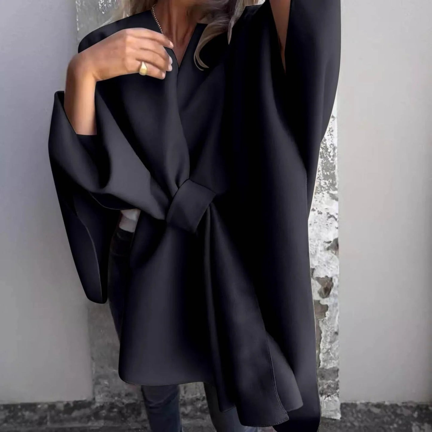 WW | Cosy knitted long cardigan with batwing sleeves