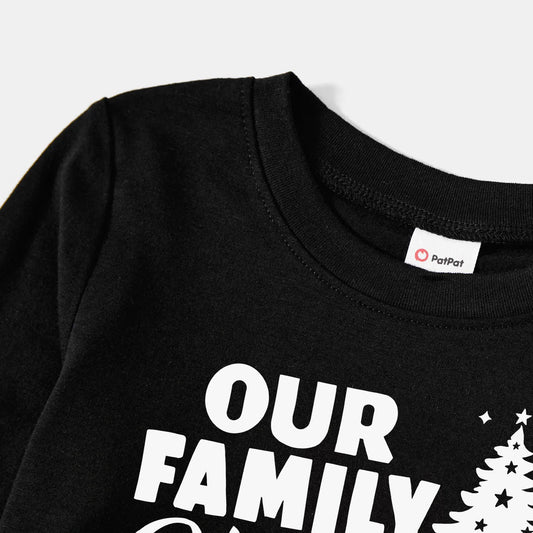 WW | Christmas Tree & "2025 Creating Memories Together" Patterned Black-and-White Plaid Pajama Set