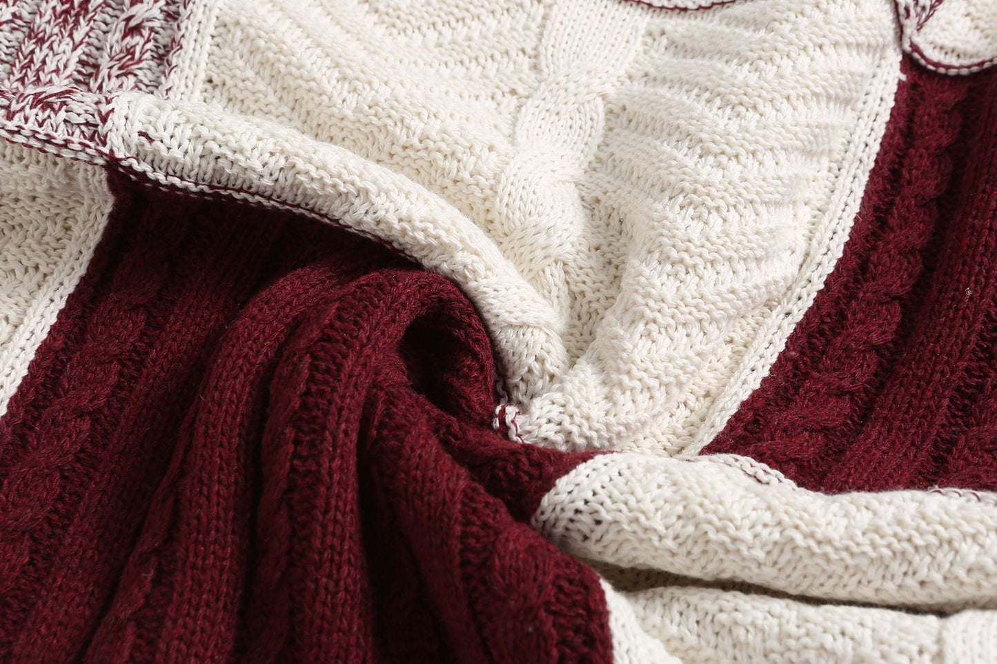 WW | Kapuze Strickdesign Patchwork Muster Bequeme Passform