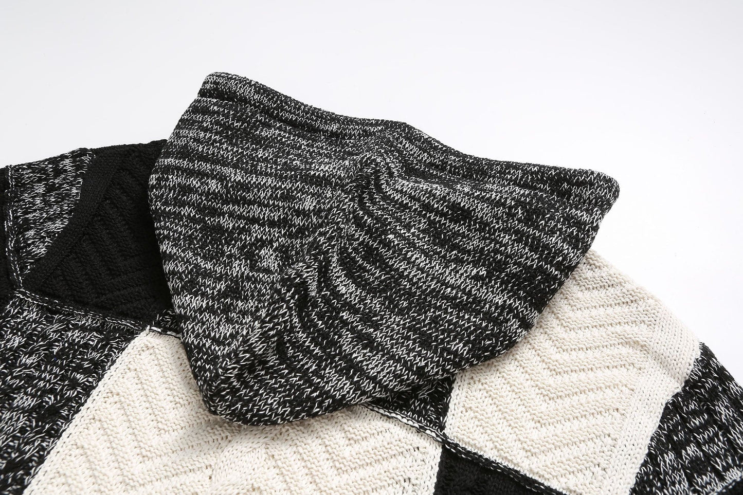 WW | Kapuze Strickdesign Patchwork Muster Bequeme Passform