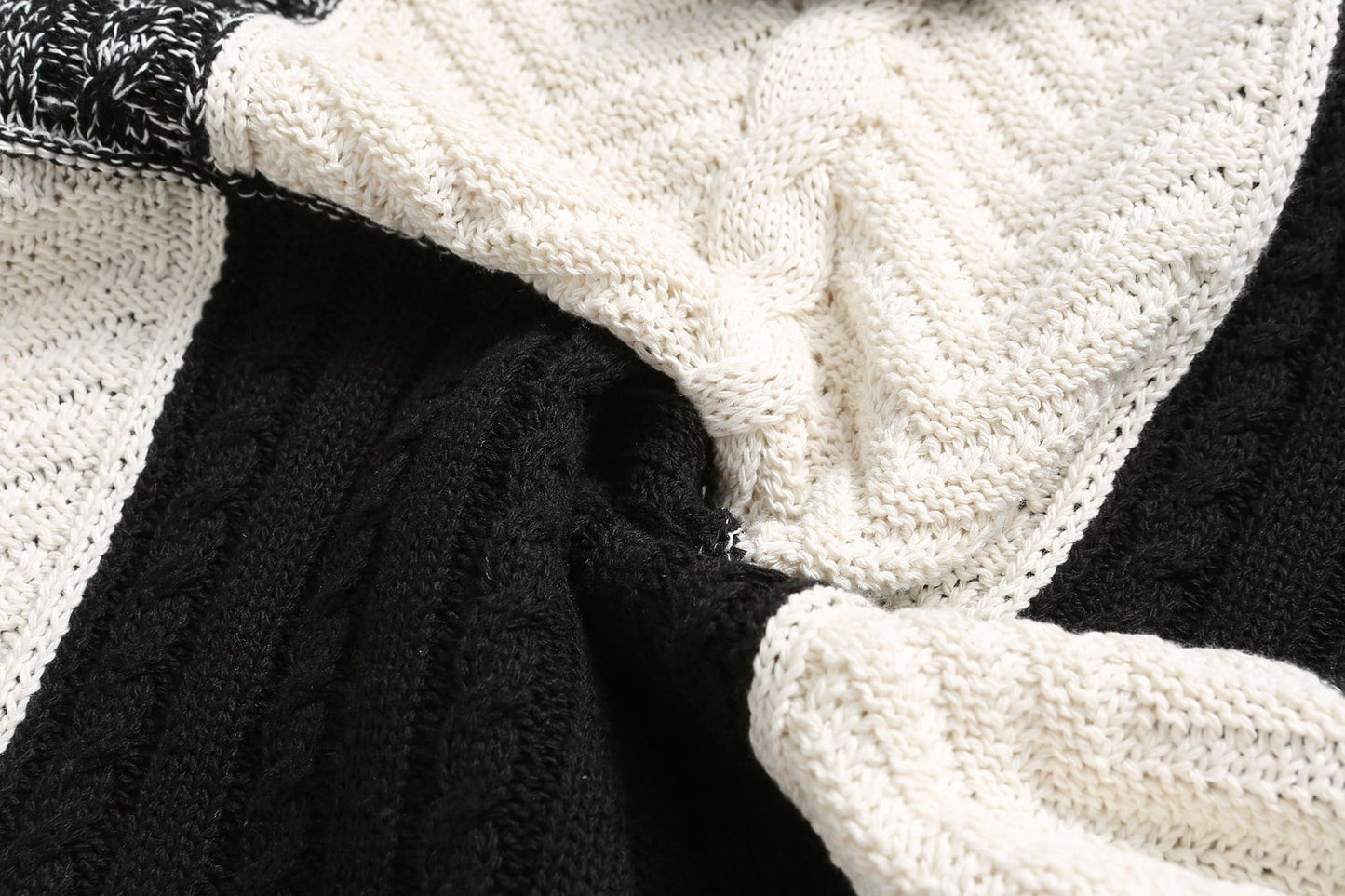 WW | Kapuze Strickdesign Patchwork Muster Bequeme Passform