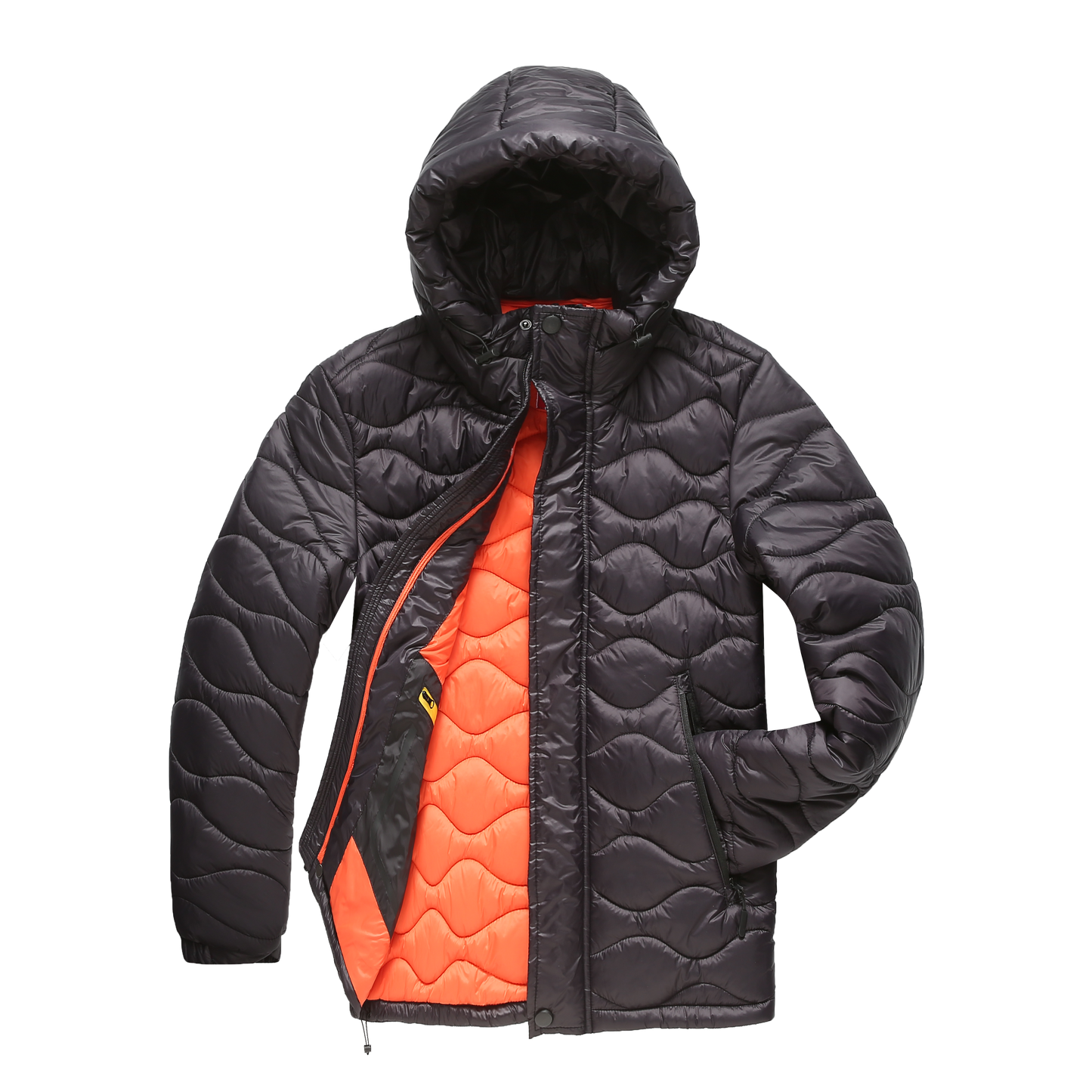 WW | Pufferjacke Gepolstert Und Winddicht Kapuze Mit Kordelzug Reißverschluss Und Druckknopfverschluss